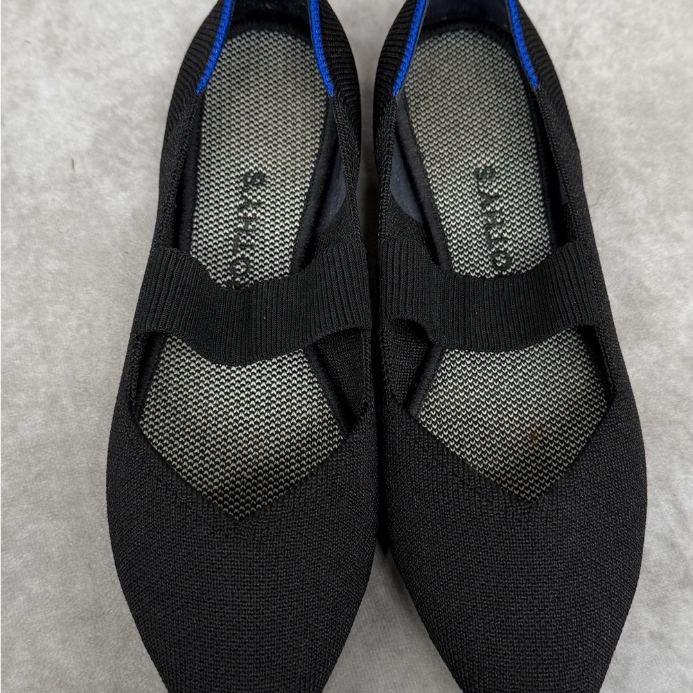Rothy's Black Flats with Blue Trim